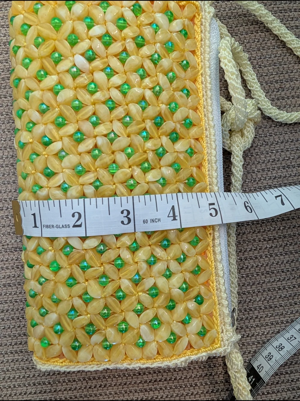 Handwoven Vintage Yellow Beaded Shoulder Bag